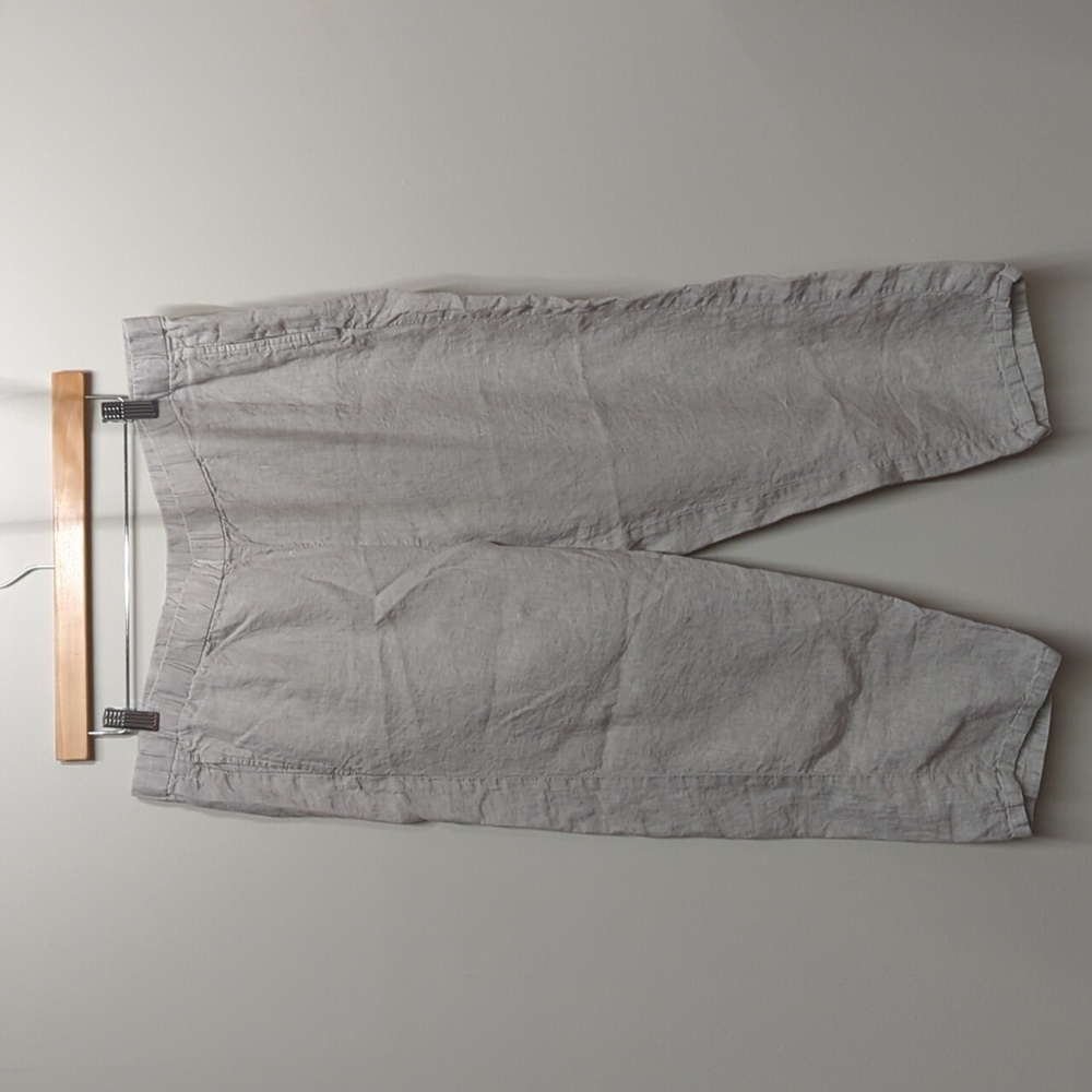 J Jill love linen large light gray beige ankle pants